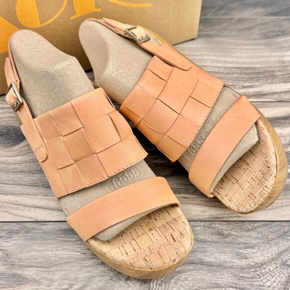 NIB Korks by Kork Ease 8M Fraya Leather Slingback Platform Wedge Sandal - Picture 2 of 11